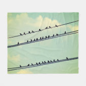 Vogels op draden,  blauwe lucht. fleece deken (Voorkant (Horizontaal))