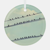 Vogels op draden, blauwe lucht. glas ornament (Voorkant)