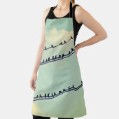 Vogels op draden, blauwe lucht. schort (Insitu)