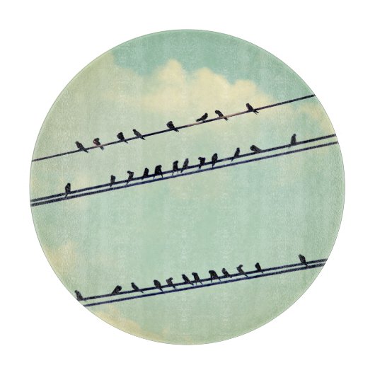 Vogels op draden, blauwe lucht. snijplank (Voorkant)