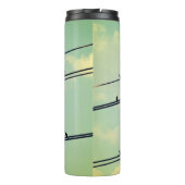 Vogels op draden,  blauwe lucht. thermosbeker (Achterkant)