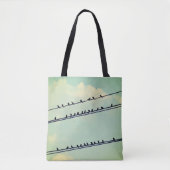 Vogels op draden,  blauwe lucht. tote bag (Voorkant)