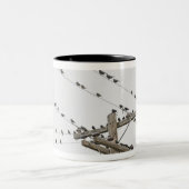 Vogels op draden tweekleurige koffiemok (Center)