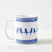 Vogels op drager Blue White Willow Whimsical Simpl Koffiemok (Links)