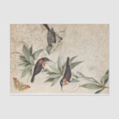 Vogels op een aftakkende groene loof vlindervlinde tissuepapier (Voorkant)