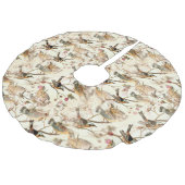 Vogels op een bijkantoor imitatie linnen kerstboom kleed (Gekanteld)