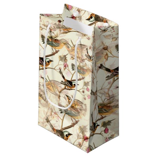 Vogels op een bijkantoor klein cadeauzakje (Voorkant Gekanteld)