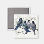 Vogels op een bijkantoor magneet (Voorkant / Achterkant)