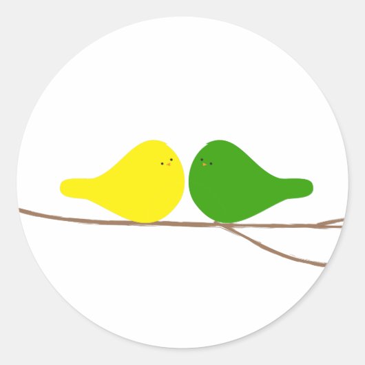 Vogels op een bijkantoor ronde sticker (Voorkant)