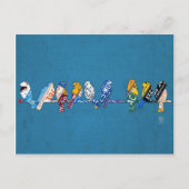 Vogels op een Bord met een wirespoortlicentie Art  Briefkaart (Voorkant)