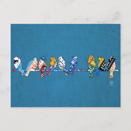 Vogels op een Bord met een wirespoortlicentie Art  Briefkaart (Voorkant)