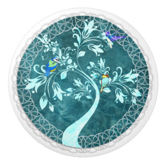 Vogels op een Branch Blue Country keramische meeuw Knop