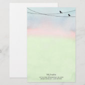 Vogels op een Briefpapier van een draad (Voorkant / Achterkant)