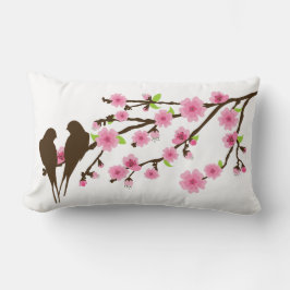 Vogels op een Cherry Blossom Branch Lumbar Pillow Kussen