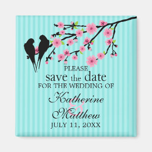 Vogels op een Cherry Blossom Branch Save the Date Magneet