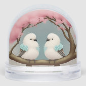 Vogels op een Cherry Blossom Branch Sneeuwbol (Achterkant)