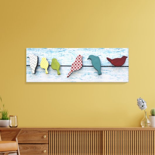 Vogels op een draad 36 "x 12", 1.5" canvas afdruk (Insitu (Woonkamer))