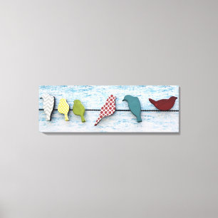 Vogels op een draad 36 "x 12", 1.5" canvas afdruk