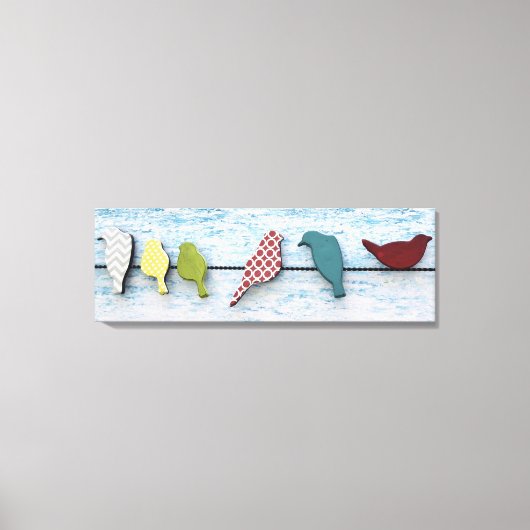 Vogels op een draad 36 "x 12", 1.5" canvas afdruk (Voorkant)