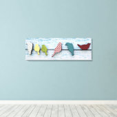 Vogels op een draad 36 "x 12", 1.5" canvas afdruk (Insitu (Houten vloer))