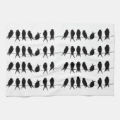 Vogels op een draad ~ bewerkbare achtergrondkleur theedoek (Horizontaal)