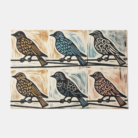 vogels op een draad deurmat (Voorkant)