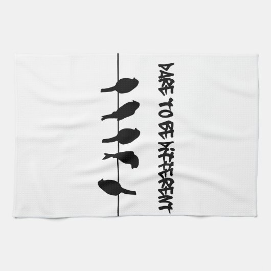 Vogels op een draad – durf anders te zijn theedoek (Horizontaal)