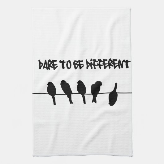 Vogels op een draad – durf anders te zijn theedoek (Verticaal)