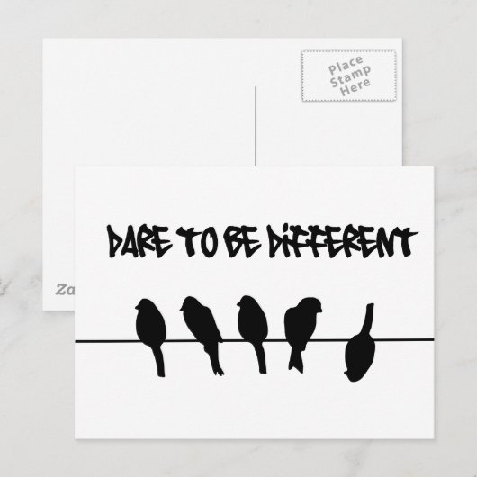 Vogels op een draad - durf verschillend te zijn briefkaart (Voorkant / Achterkant)