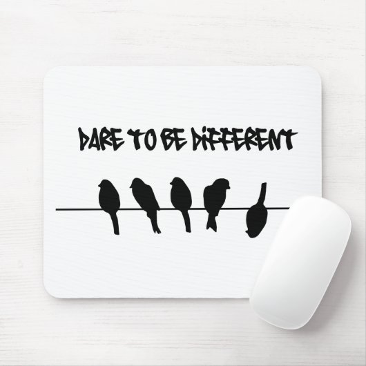 Vogels op een draad - durf verschillend te zijn muismat (Met muis)