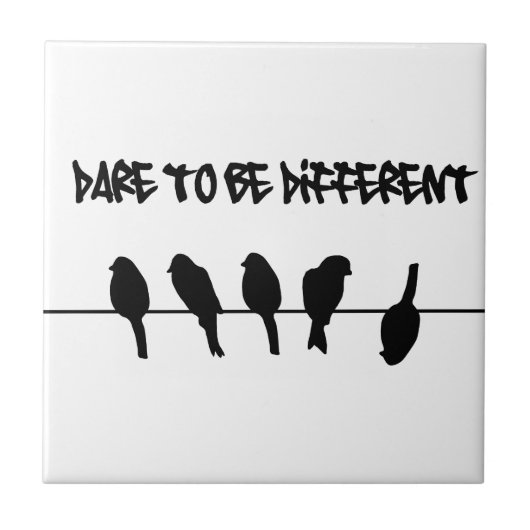 Vogels op een draad - durf verschillend te zijn tegeltje (Voorkant)