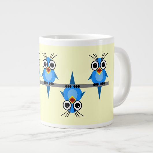 vogels op een draad grote koffiekop (Voorkant rechts)