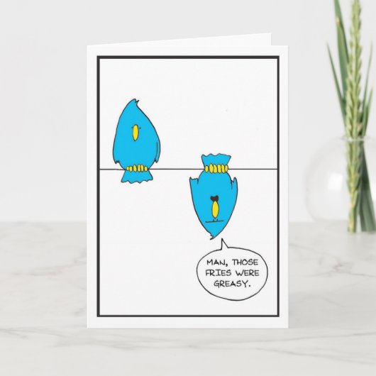 Vogels op een draad - Half gebakken strips Bedankkaart (Voorkant)