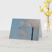 Vogels op een draad kaart (Gele Bloem)