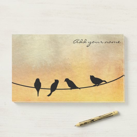 Vogels op een draad post-it® notes (Op bureau)