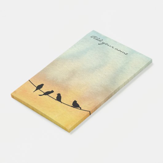 Vogels op een draad post-it® notes (Schuin)