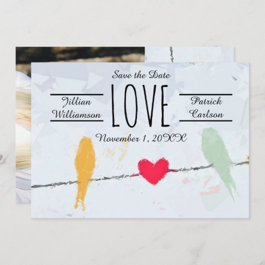 Vogels op een draad - Sla de Kaart Datum op (Voorkant / Achterkant)