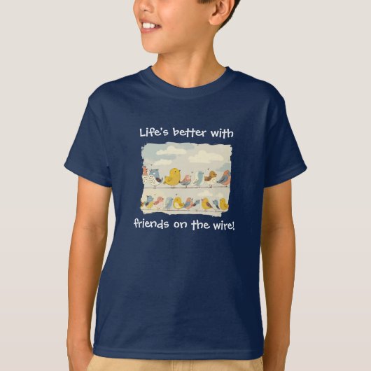 Vogels Op Een Draad T-shirt (Voorkant)