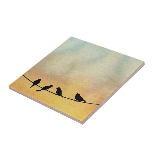 Vogels op een draad tegeltje (Zijkant)