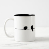 Vogels op een draad tweekleurige koffiemok (Links)