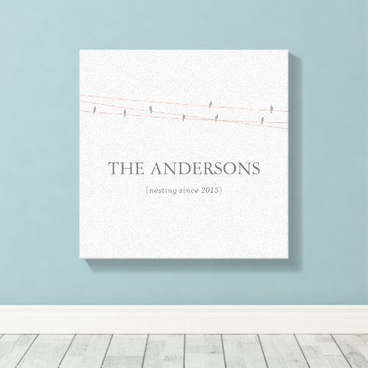 Vogels op een draadfamilienaam gewikkeld canvas (Insitu (Houten vloer))