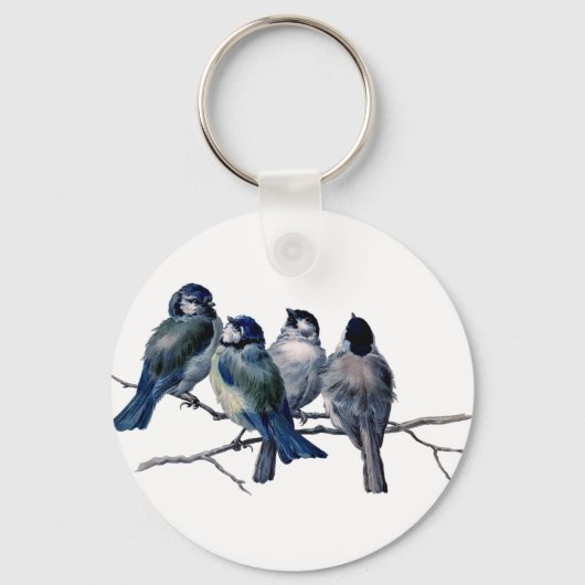  vogels op een filiaal sleutelhanger (Voorkant)