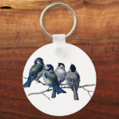  vogels op een filiaal sleutelhanger (Voorkant)