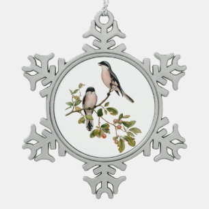 vogels op een filiaal tin sneeuwvlok ornament