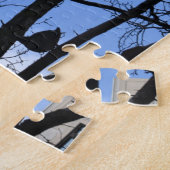 Vogels op een foto van de boomtak Silhouette Legpuzzel (Zijkant)