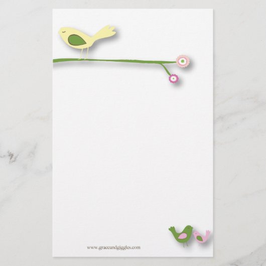 vogels op een gril briefpapier (Voorkant)