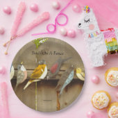 vogels op een hek papieren bordje (Feest)