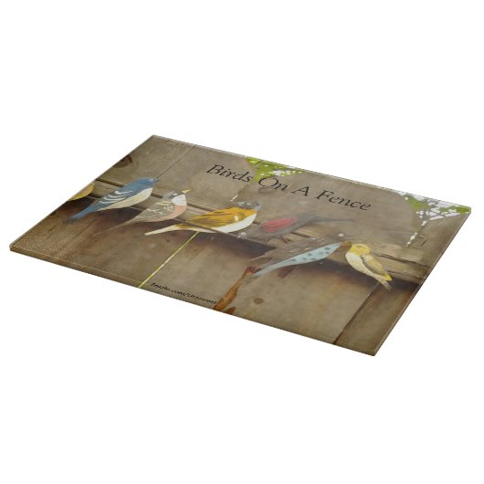 Vogels Op Een Hek - Rustiek Snijplank (Hoek)