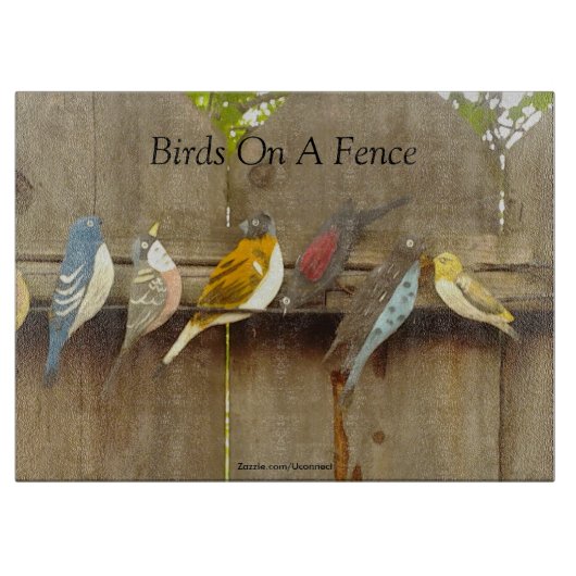 vogels op een hek snijplank (Voorkant)