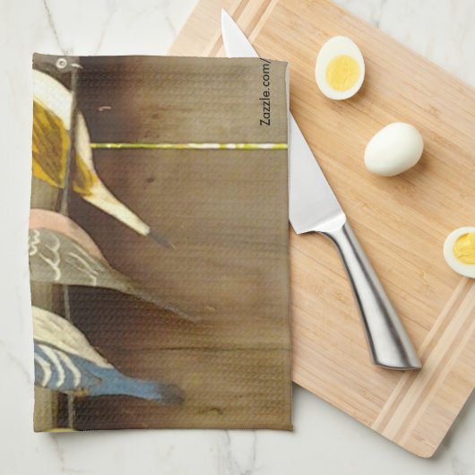 vogels op een hek theedoek (Quarter Fold)